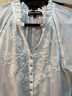 JP and Mattie White Embroidered Top